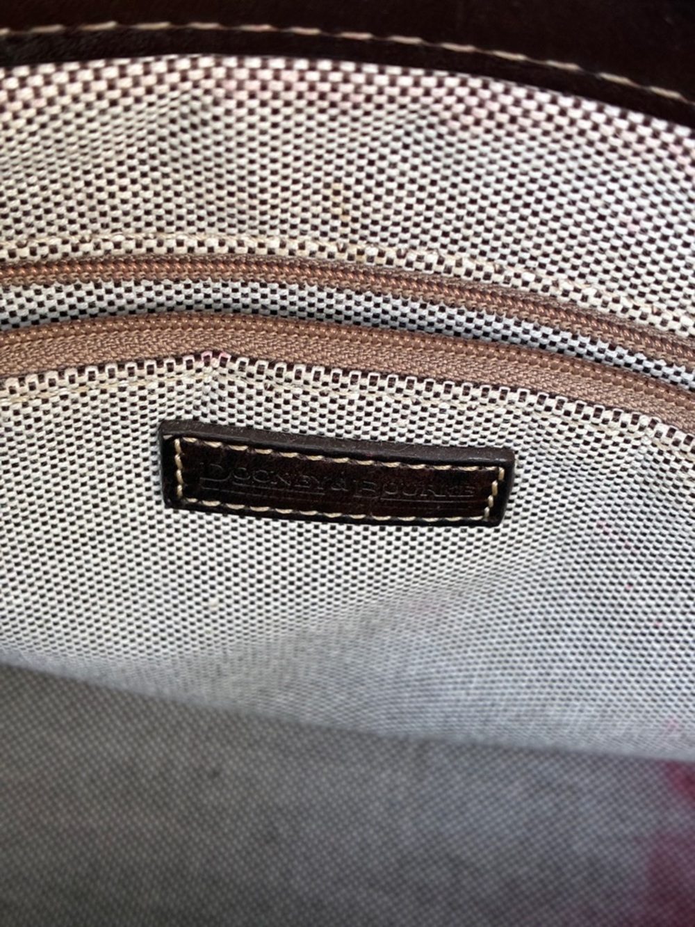 Dooney & Bourke Brown and Tan Signature Double-Pocket Satchel - Picture 12 of 16